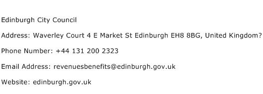 Edinburgh City Council Address Contact Number