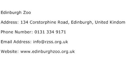 Edinburgh Zoo Address Contact Number