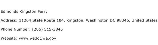 Edmonds Kingston Ferry Address Contact Number