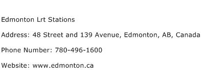 Edmonton Lrt Stations Address Contact Number