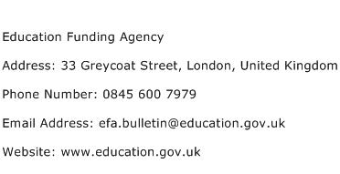 Education Funding Agency Address Contact Number