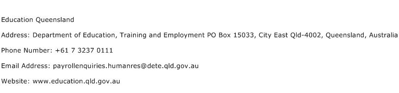 Education Queensland Address Contact Number