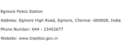 Egmore Police Station Address Contact Number