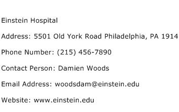 Einstein Hospital Address Contact Number