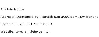 Einstein House Address Contact Number