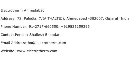 Electrotherm Ahmedabad Address Contact Number