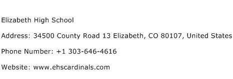 Elizabeth High School Address Contact Number