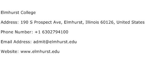 Elmhurst College Address Contact Number