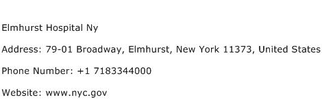 Elmhurst Hospital Ny Address Contact Number