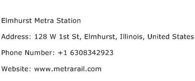 Elmhurst Metra Station Address Contact Number