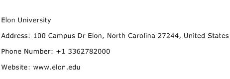 Elon University Address Contact Number