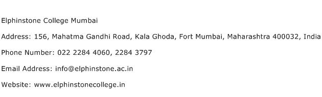 Elphinstone College Mumbai Address Contact Number