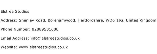 Elstree Studios Address Contact Number