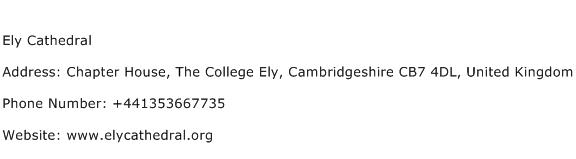 Ely Cathedral Address Contact Number