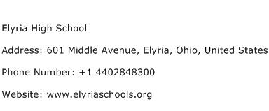 Elyria High School Address Contact Number