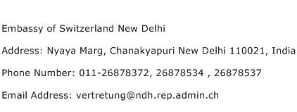 Embassy of Switzerland New Delhi Address Contact Number