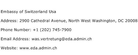 Embassy of Switzerland Usa Address Contact Number