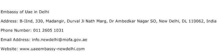 Embassy of Uae in Delhi Address Contact Number