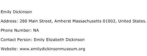 Emily Dickinson Address Contact Number