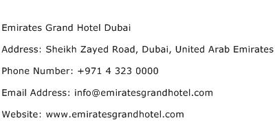 Emirates Grand Hotel Dubai Address Contact Number