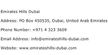 Emirates Hills Dubai Address Contact Number
