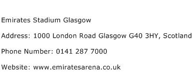 Emirates Stadium Glasgow Address Contact Number