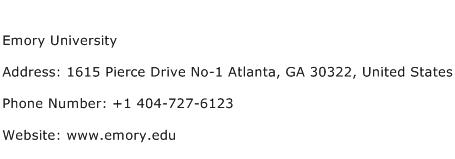 Emory University Address Contact Number