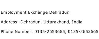 Employment Exchange Dehradun Address Contact Number