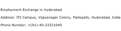 Employment Exchange in Hyderabad Address Contact Number