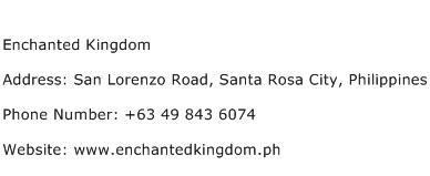 Enchanted Kingdom Address Contact Number