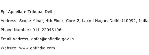 Epf Appellate Tribunal Delhi Address Contact Number
