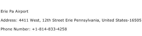 Erie Pa Airport Address Contact Number