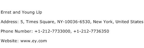 Ernst and Young Llp Address Contact Number