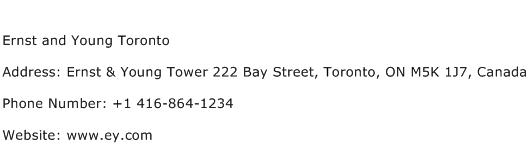 Ernst and Young Toronto Address Contact Number