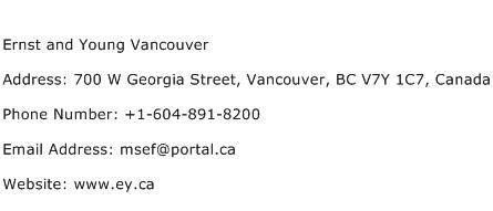 Ernst and Young Vancouver Address Contact Number