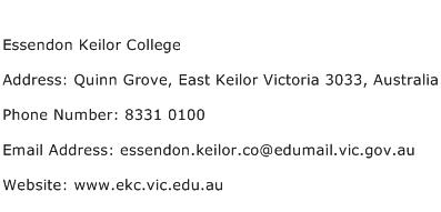Essendon Keilor College Address Contact Number