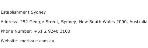 Establishment Sydney Address Contact Number