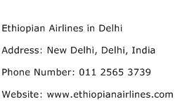 Ethiopian Airlines in Delhi Address Contact Number