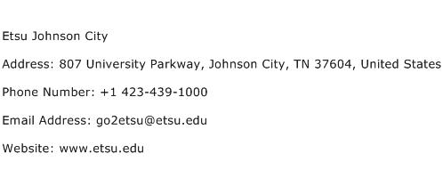 Etsu Johnson City Address Contact Number