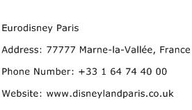 Eurodisney Paris Address Contact Number