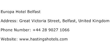 Europa Hotel Belfast Address Contact Number