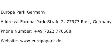 Europa Park Germany Address Contact Number