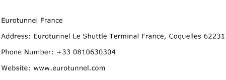 Eurotunnel France Address Contact Number