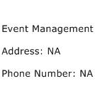 Event Management Address Contact Number