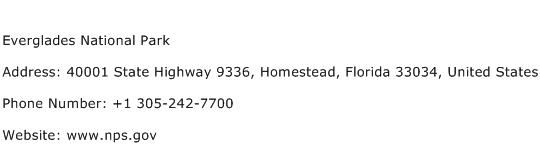 Everglades National Park Address Contact Number