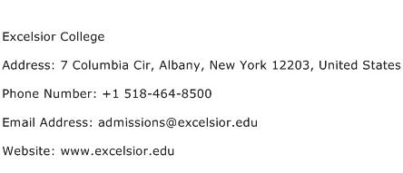 Excelsior College Address Contact Number