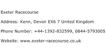 Exeter Racecourse Address Contact Number
