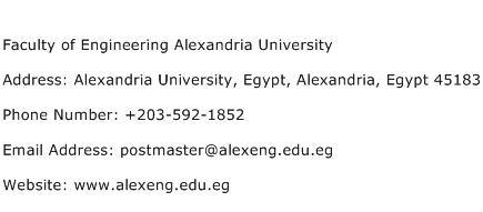 Faculty of Engineering Alexandria University Address Contact Number