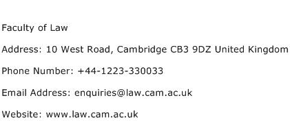 Faculty of Law Address Contact Number