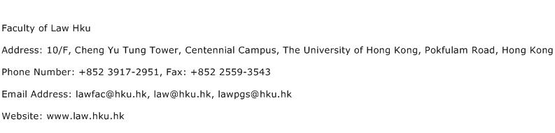 Faculty of Law Hku Address Contact Number